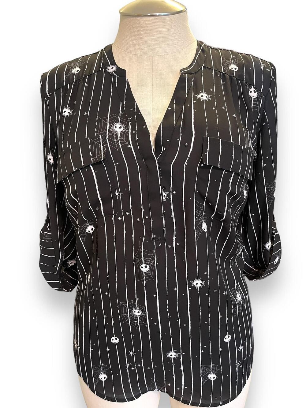 Torrid 2 (2X) Disney Nightmare Before Christmas Jack Georgette Harper Blouse Top